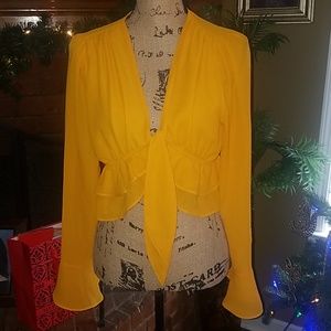Crop mustard ruffle top..NWT